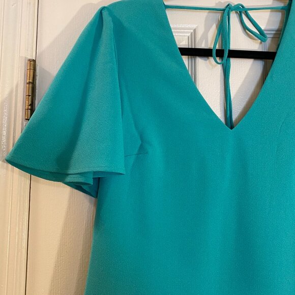 Charles Henry Teal Flutter Sleeve Shift Dress - Size XS - Picture 3 of 6